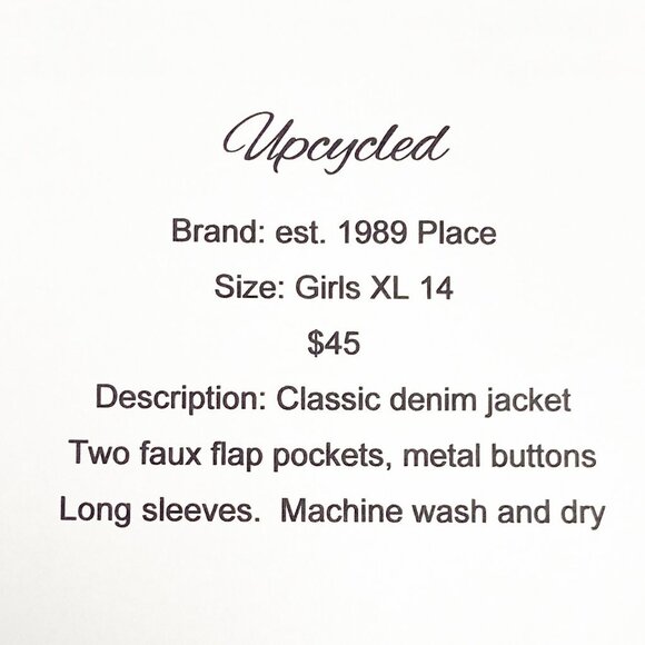 Est 1989 denim jacket Girls 14 upcycled Hearts - Picture 4 of 4